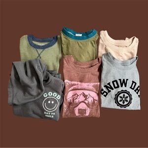 Kids 5 Graphic Long Sleeve Tees & 1 Short Sleeve Graphic Hoodie | 4T | Preowned
